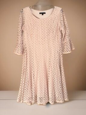 Chris McLaughlin Women’s Blush Lace Flared Midi Dress-10-EC